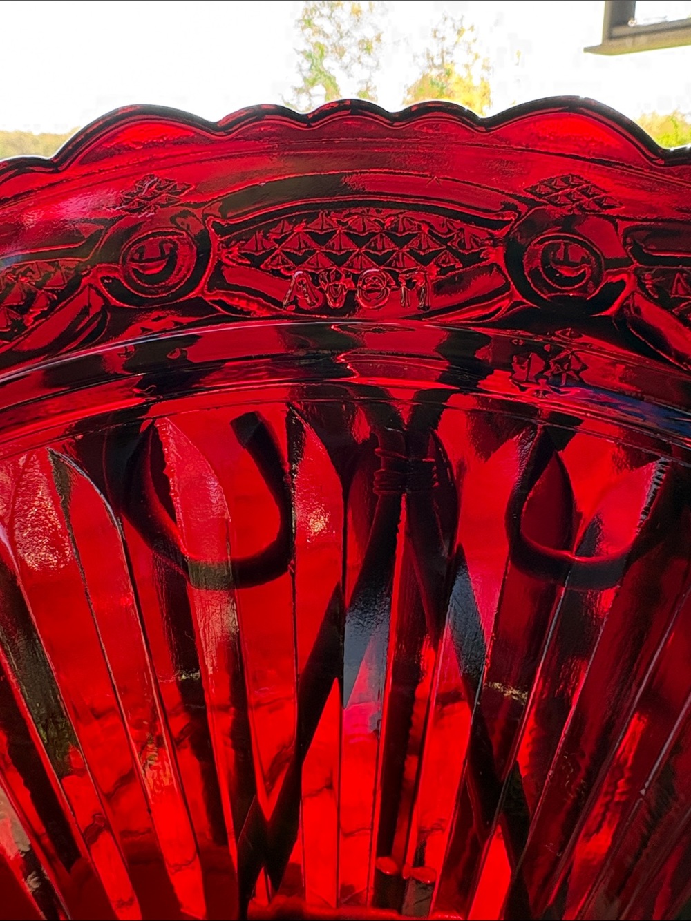 Avon  Vintage Cape Cod Ruby Red Pressed Glass Dinner Plates 4 available. - Picture 2 of 6